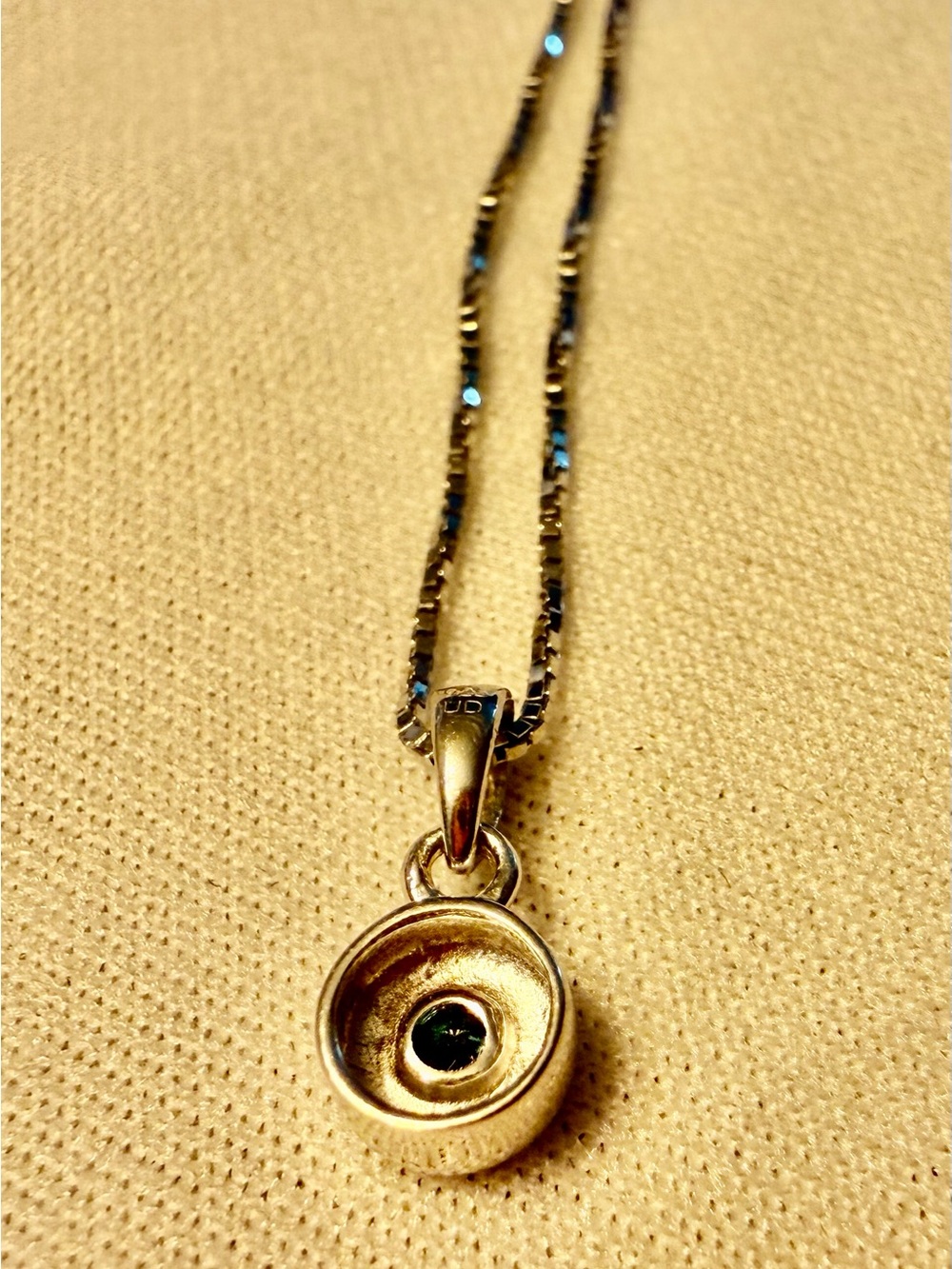 Blue Diamond Pendant 14K White Gold Plated 925 Sterling Silver 18 Inch Necklace - Picture 5 of 5